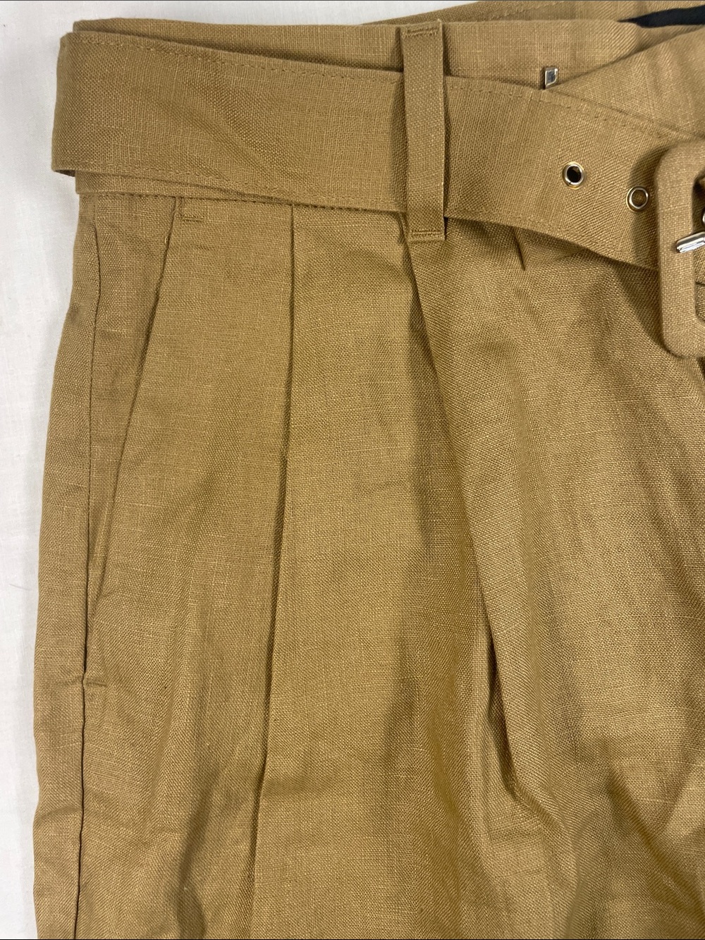 Banana Republic Camel Pleated Belted Bermuda goucho linen structured minimalist - Picture 7 of 8